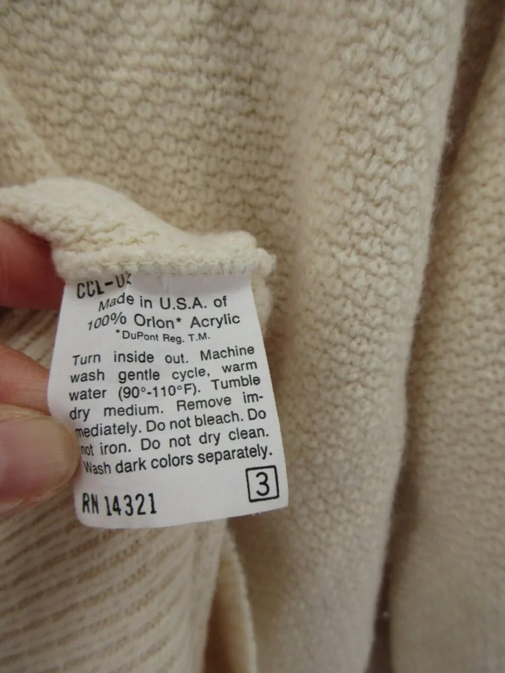 VINTAGE Christian Dior Sweater Large Cream 80s 90s Orlon Pullover Logo